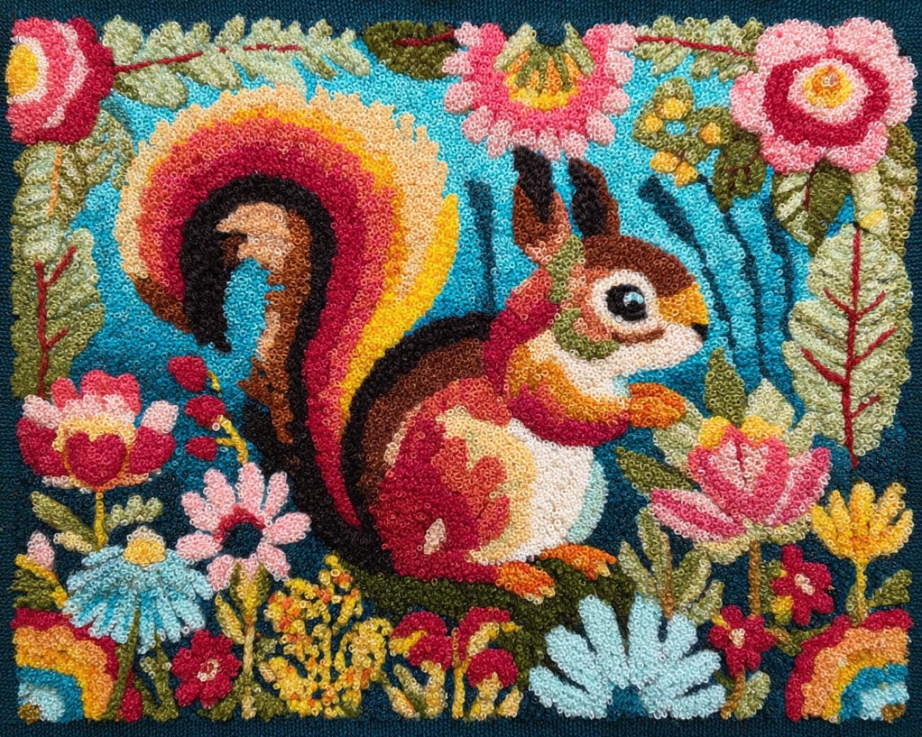 Henypt DIY Latch Hook Rug Kits Colorful Squirrel 80x115cm