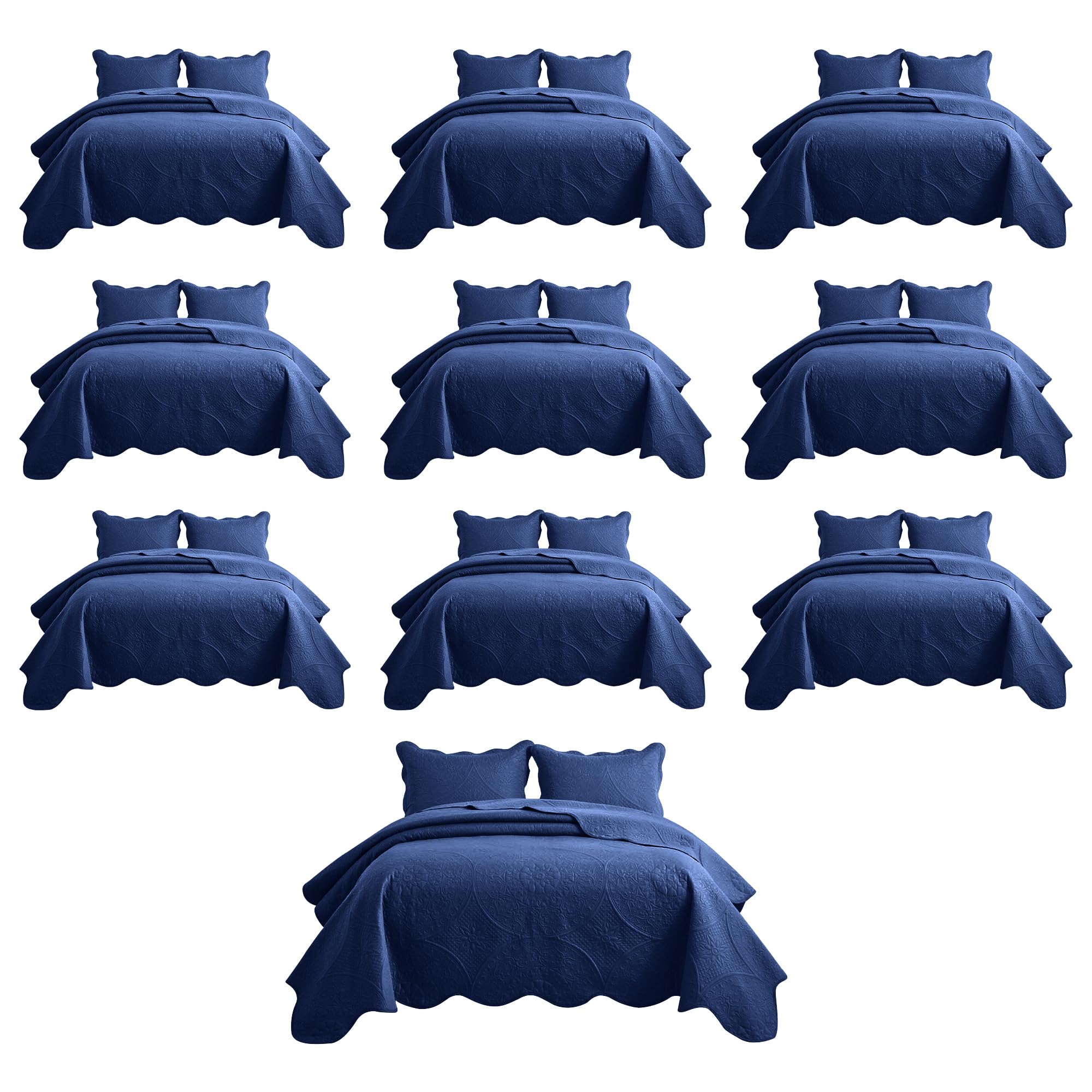 IR Imperial Rooms Queen Quilt Blue Floral 10 Pack for Hotel Guest Bedroom