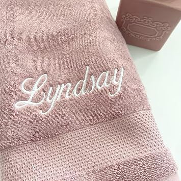 Personalized Embroidered Beach Towel with Name/Logo - Pink - 100% Cotton and Microfiber - Medium - 29.13" x 13" - Super Absorbent - Beach Towel