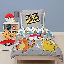 Pokémon Children's Bed Linen Set 135 x 200 cm + 80 x 80 cm for Winter - Cuddly Soft with Zip Breathable - 100% Cotton with Pokemon Motif - Oeko-Tex Certified - Easy Care and Colourfast