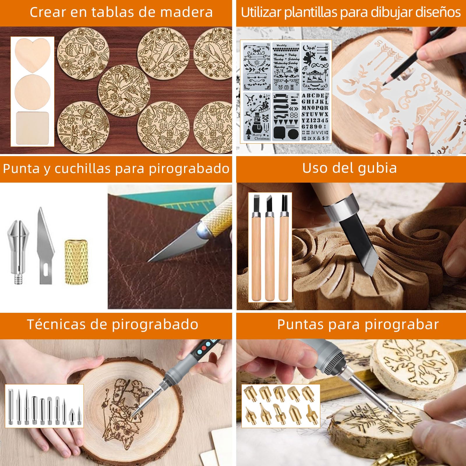 HANDSKIT 50pcs Kit Pirograbador de Madera,Kit Pirograbádores Electrico 90W LCD Pantalla Temperatura Regulable 180℃-480℃,Soldador Pirografo Profesional para Madera,Grabado,Soldadura,Cuero