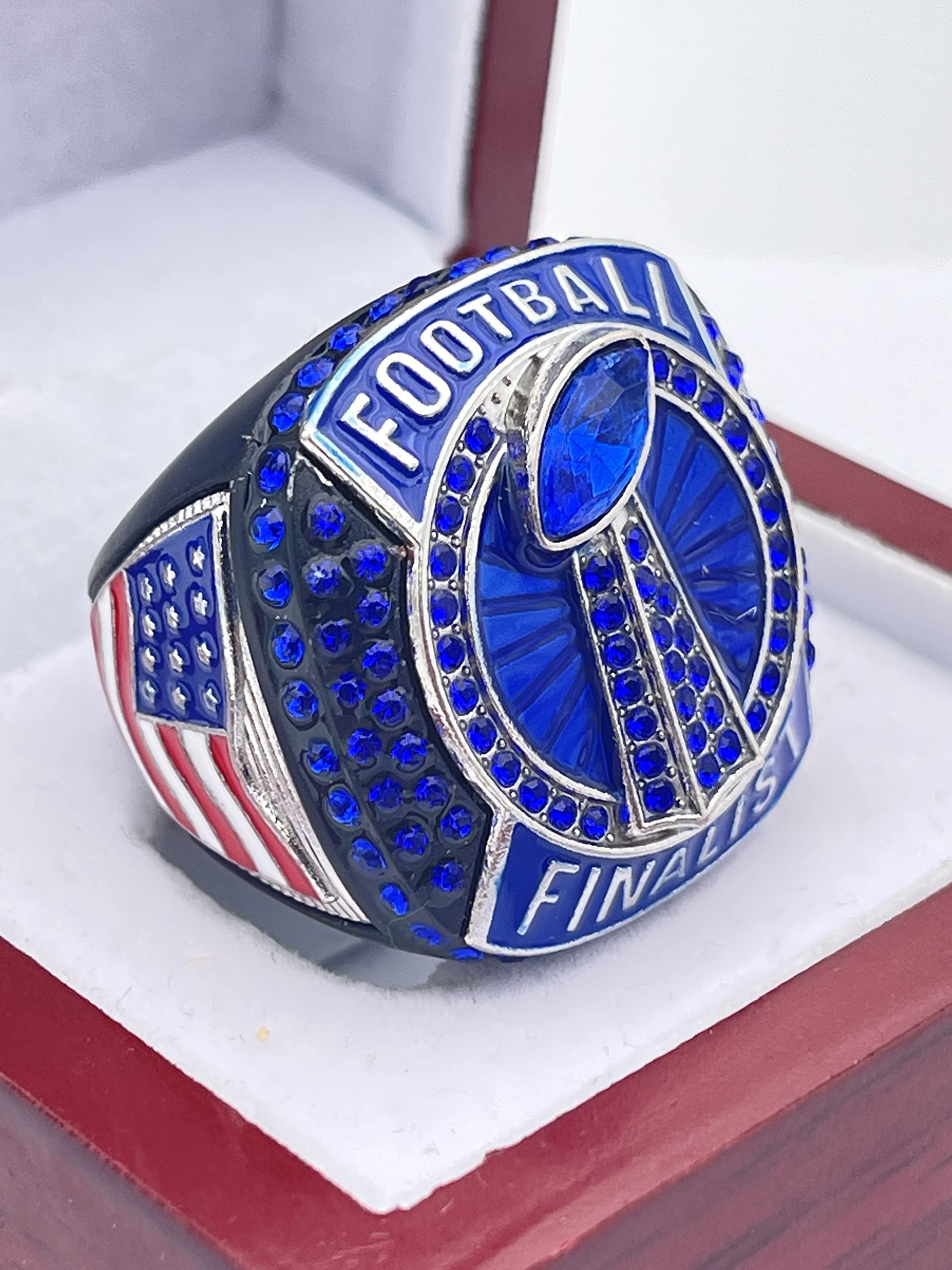 Discount Sports Rings, FOOTBALL FINALIST RING — Player Award, assorted colors and gemstones (Black/Blue)