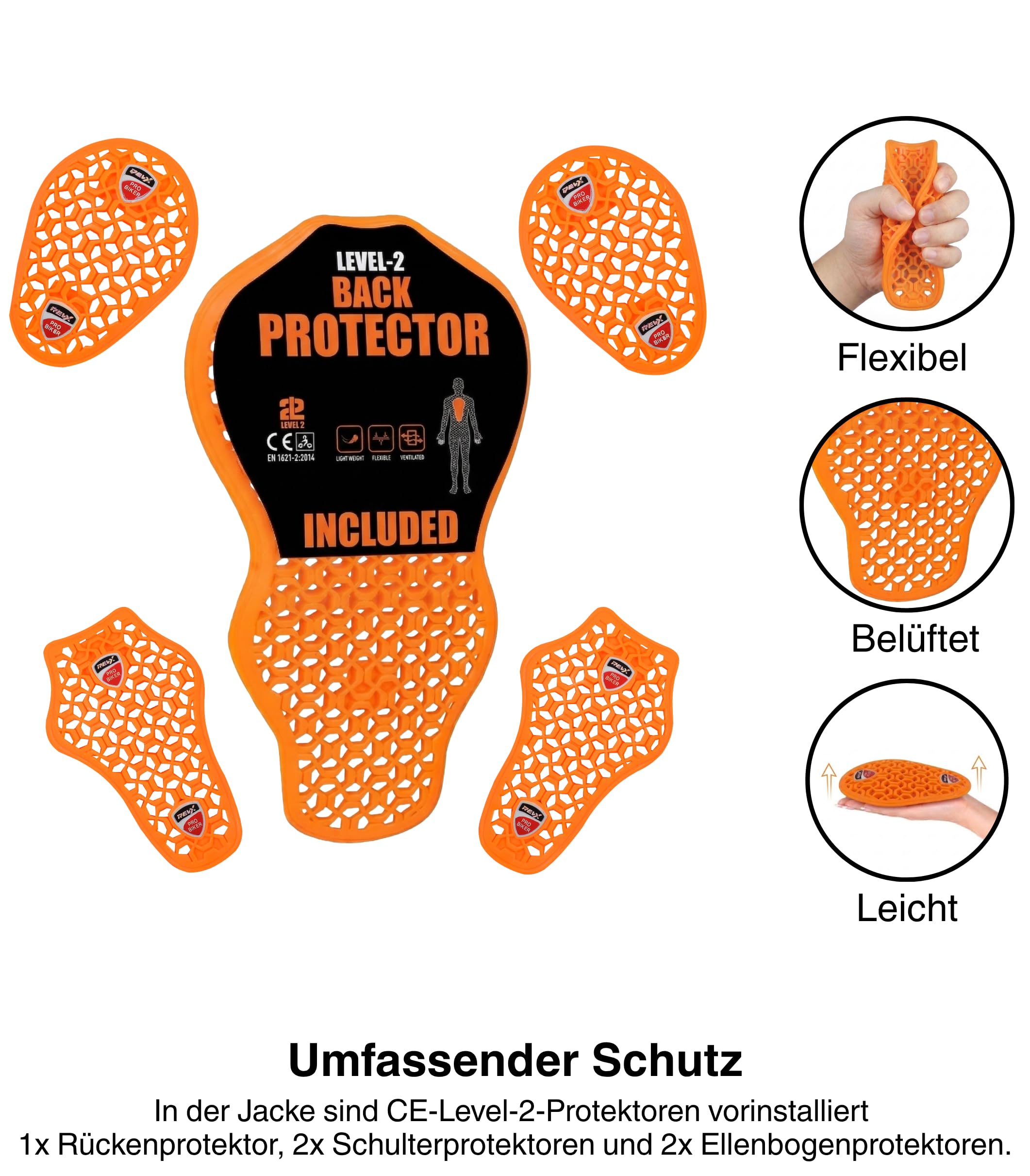 REVX Giacca da moto da uomo per tutte le stagioni, con protezioni CE