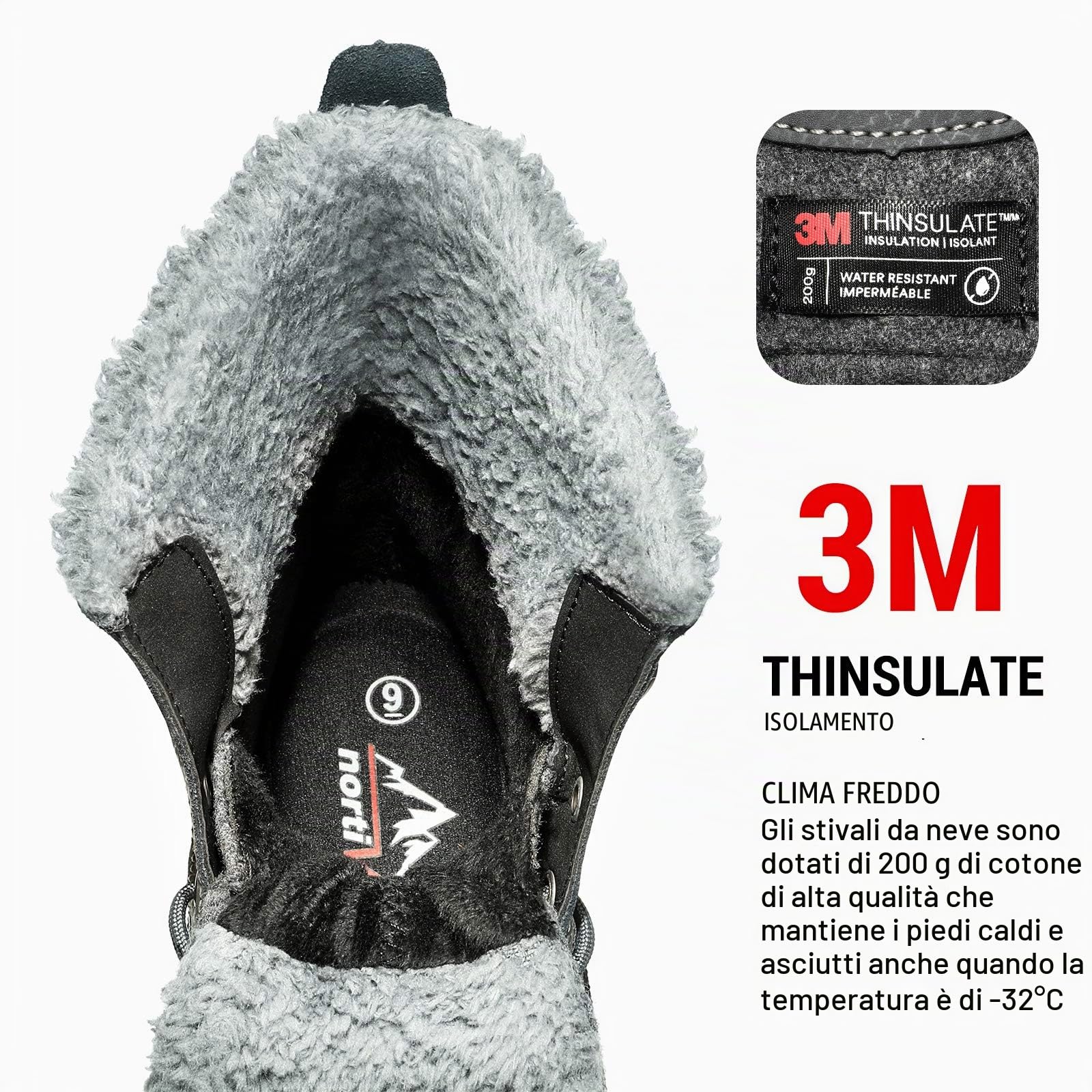 NORTIV 8 Stivali Uomo da Neve Invernali Foderato Pelliccia Caldo Stivaletti Classici Antiscivolo Comod All'aperto Stivali Uomo