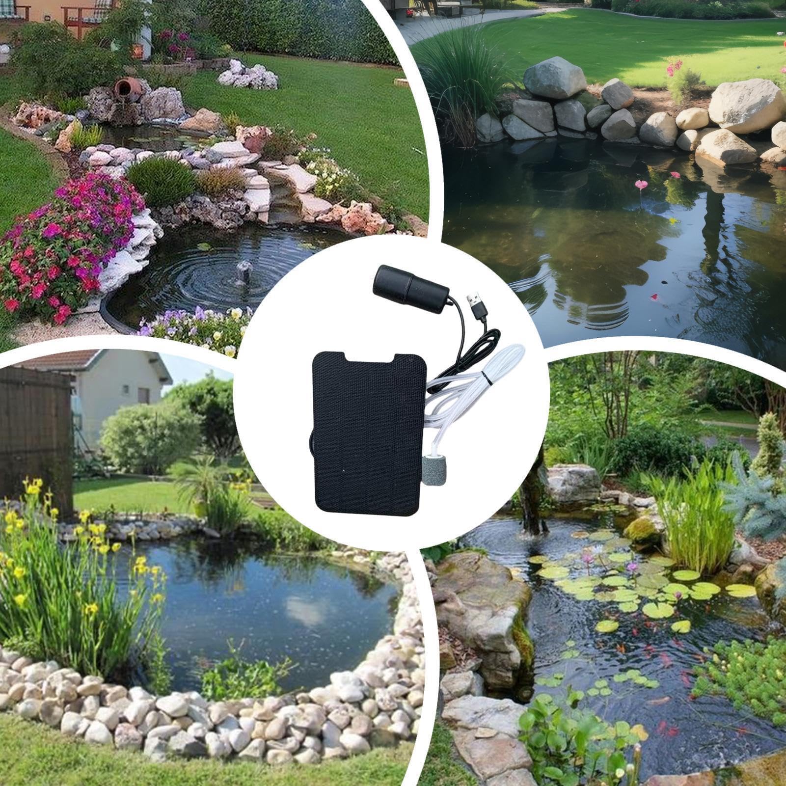 Teichbelüfter, solarbetrieben, leise Teich-Sauerstoffpumpe – Aquarium-Sauerstoffpumpe, anpassbare Lademodi für Hobbyisten, Hüter, Angler, Züchter, Gärtner, Dekorateure, Hinterhof, Garten, Park, Sommer