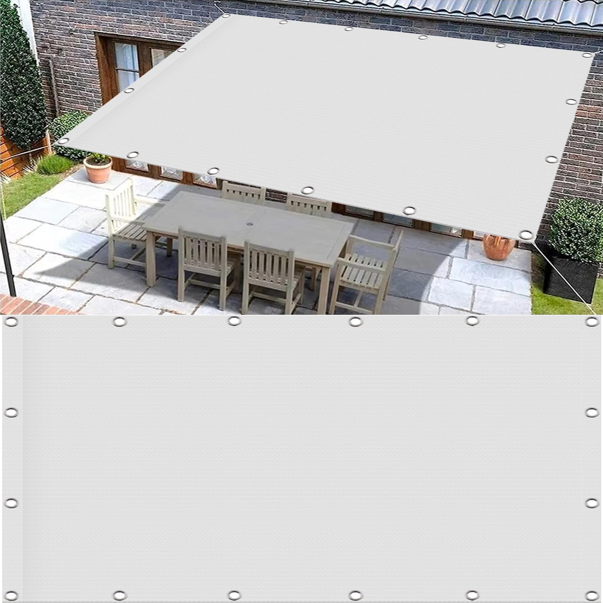 Voile d'ombrage blanc imperméable 2,8x3,7m pour se protéger du soleil et de la pluie