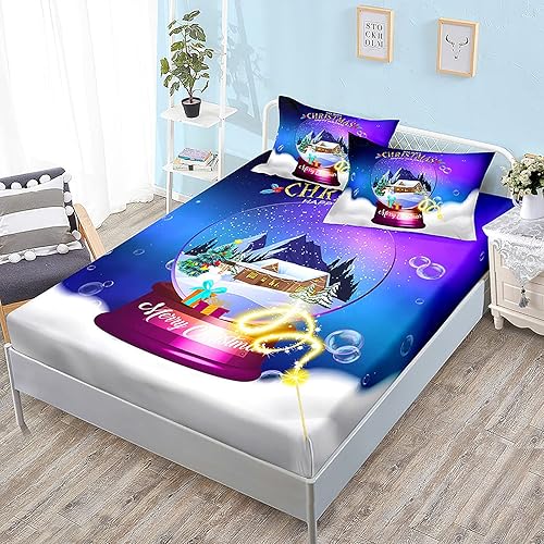 Miniatura 1 de ZYFAB Juego de sábanas bajeras de Navidad juego de sábanas de alce funda de cama ultra suave con estampado de árbol de Navidad regalo de Año Nuevo