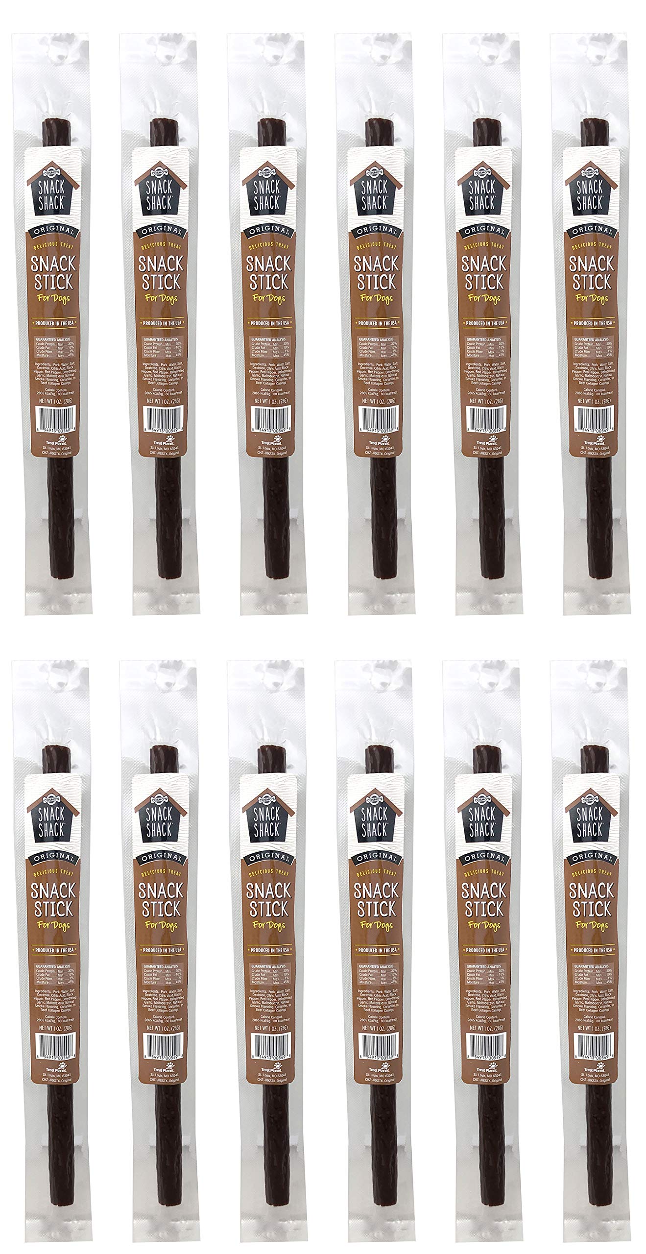 Pork Meat Sticks for Dogs – Pack of 12 (1oz Stick) – Made in The USA (Original)