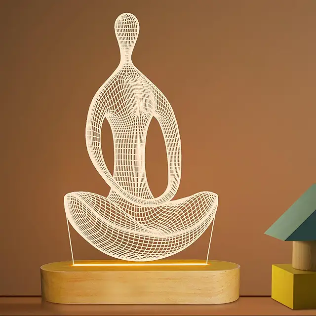 Base Chakra Yoga Lamp LED 3D Night Light for Girls Women Meditation Gifts