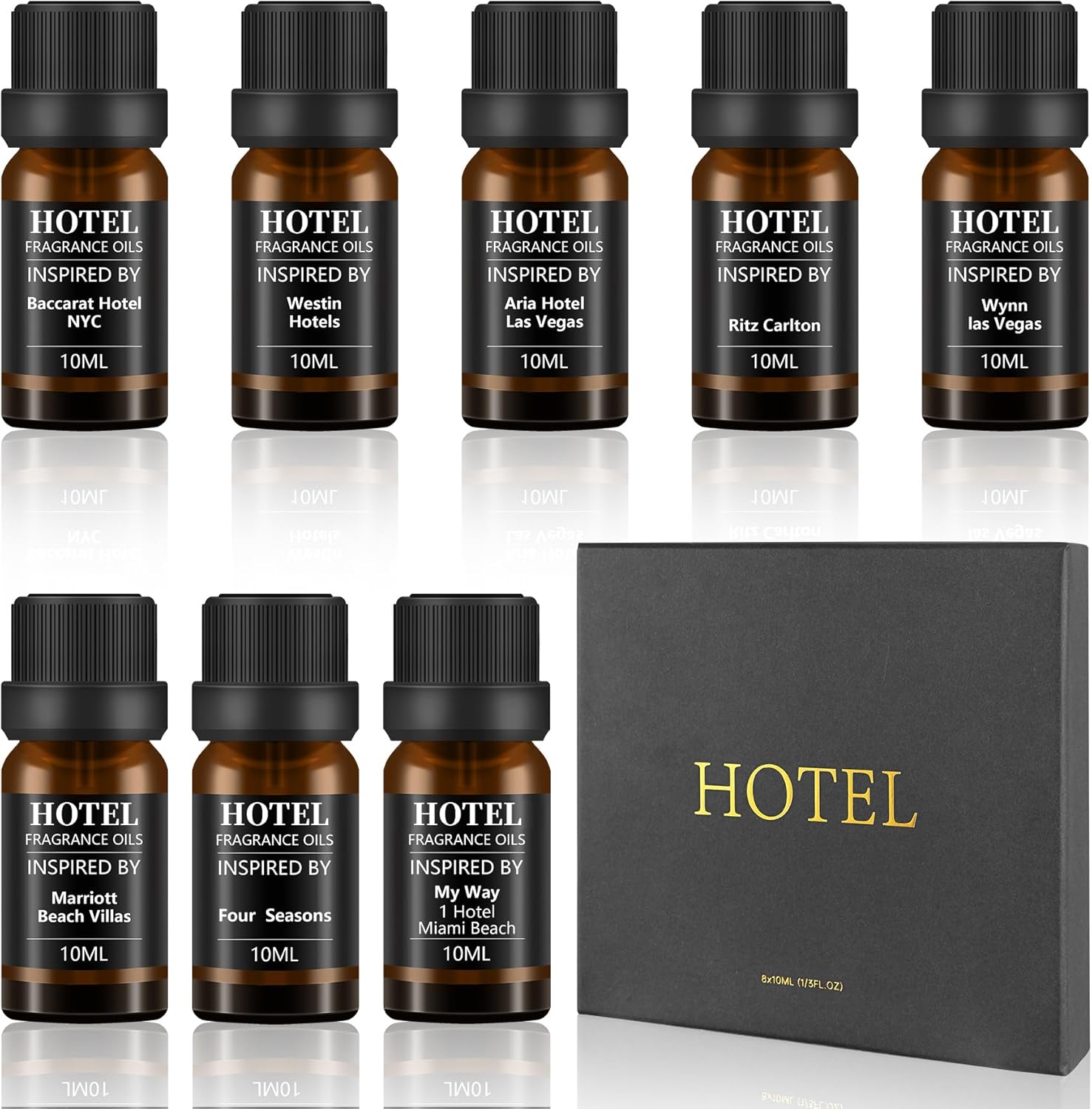 Hotel Collection Diffuser Essential Oil Gift Set,Seaside Hotel Scents for Home,Stress Relief Air Freshening,My Way,Westin,Wynn Las Vegas,Baccarat,Four Seasons,Aria