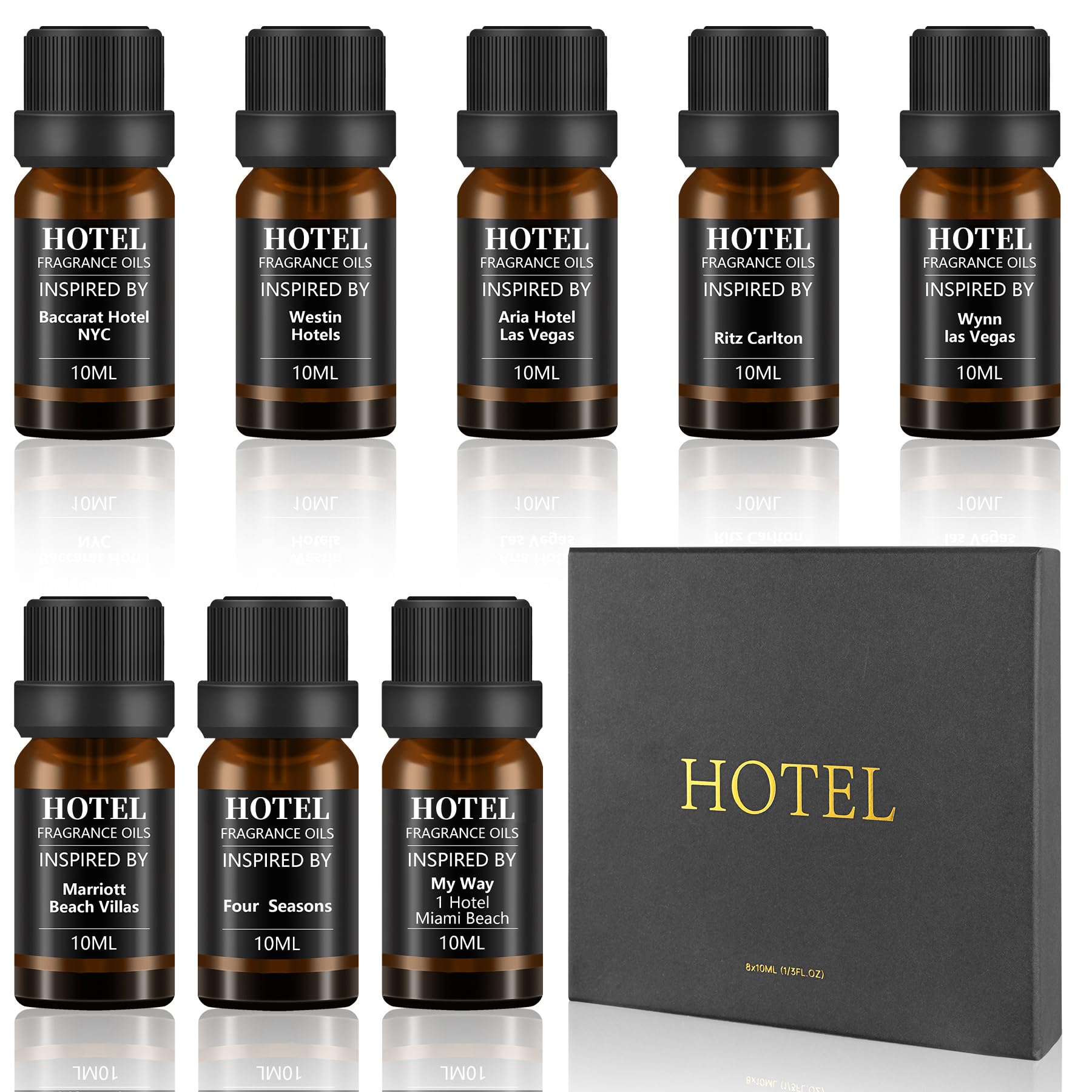 Hotel Collection Diffuser Essential Oil Gift Set,Seaside Hotel Scents for Home,Stress Relief Air Freshening,My Way,Westin,Wynn Las Vegas,Baccarat,Four Seasons,Aria