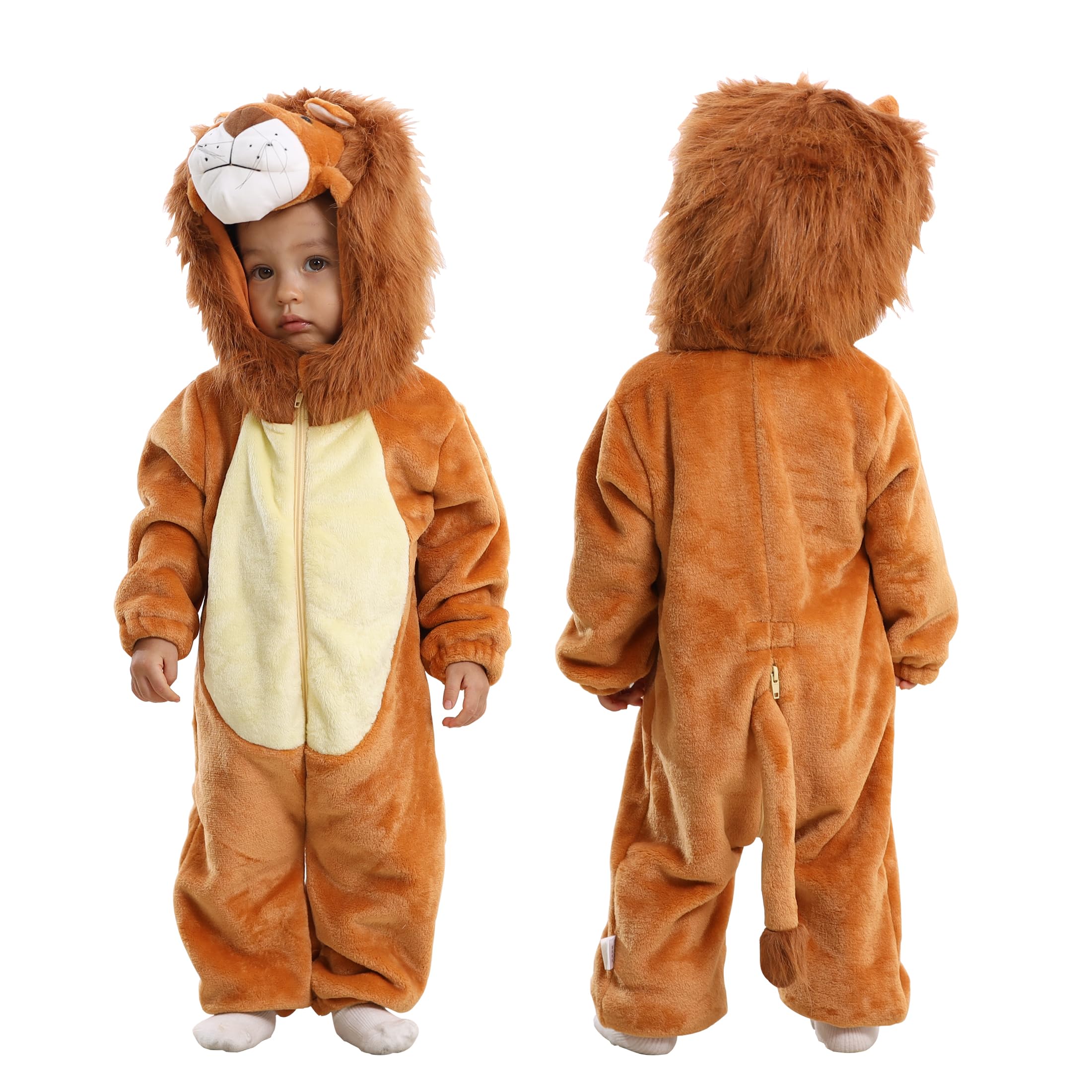 Doladola Baby Boys Girls Cartoon Animal Hooded Costume Infant Pajamas Romper(2-3 Years,Lion) โ image 1