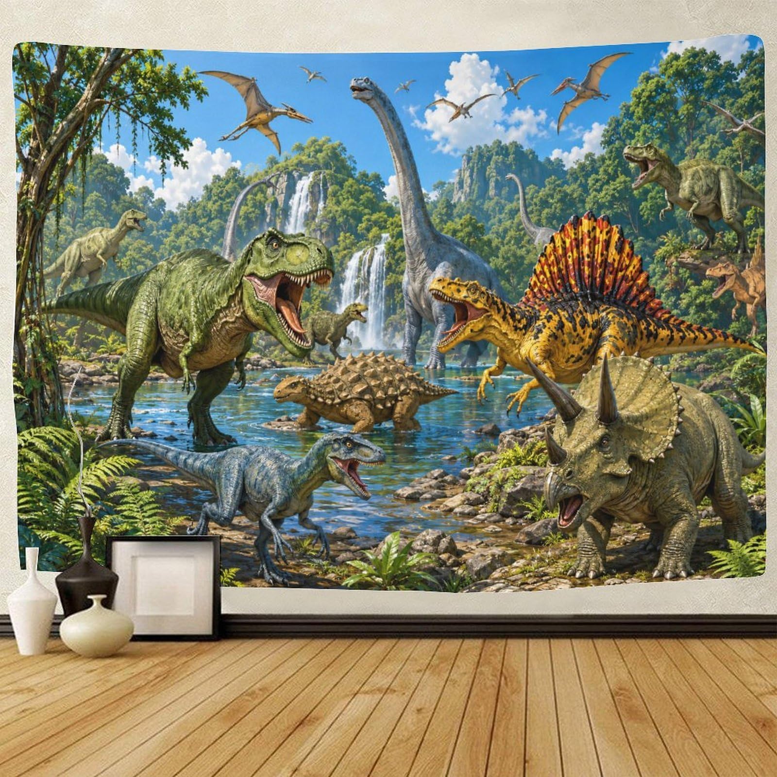 GPMNBCXZK Dinosaur World Wall Tapestry Wall Hanging Decor 3D Print Tapestries Poster Home Decoration Bedroom College Dorm 70cmx100cm