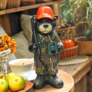 12”H Large Canadian Bear Figurine Wildlife Explorer Statue Premium Indoor & Outdoor Decor for Gardens Bookshelves Cabins Offices Ideal Presents for Bear Lovers Bear Enthusiasts