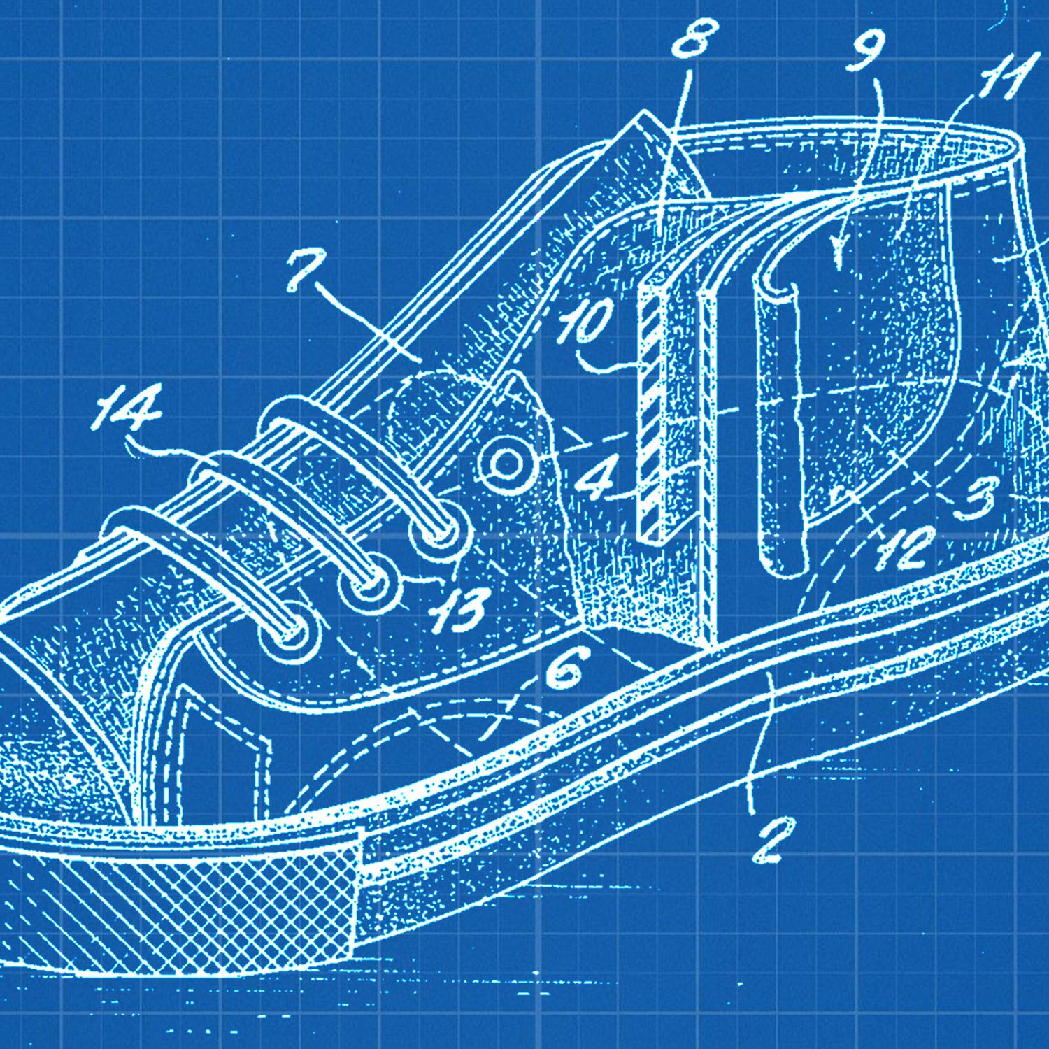 Nacnic Poster with basketball sneaker Patent 2. film with old design patent in A3 size with blue background - Image 3
