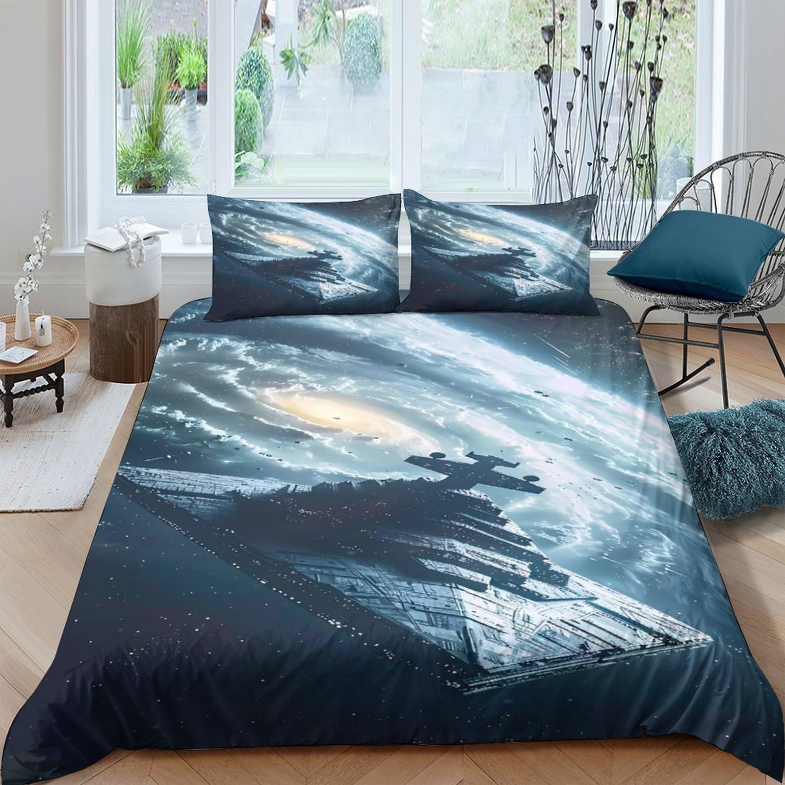 GPLZQXKJNH 3D Printed Ocean Wave Duvet Cover Set Microfiber Soft Blue Sea Storm Quilt Cover with 2 Pillowcases for Bedroom Decor Single（135x200cm）