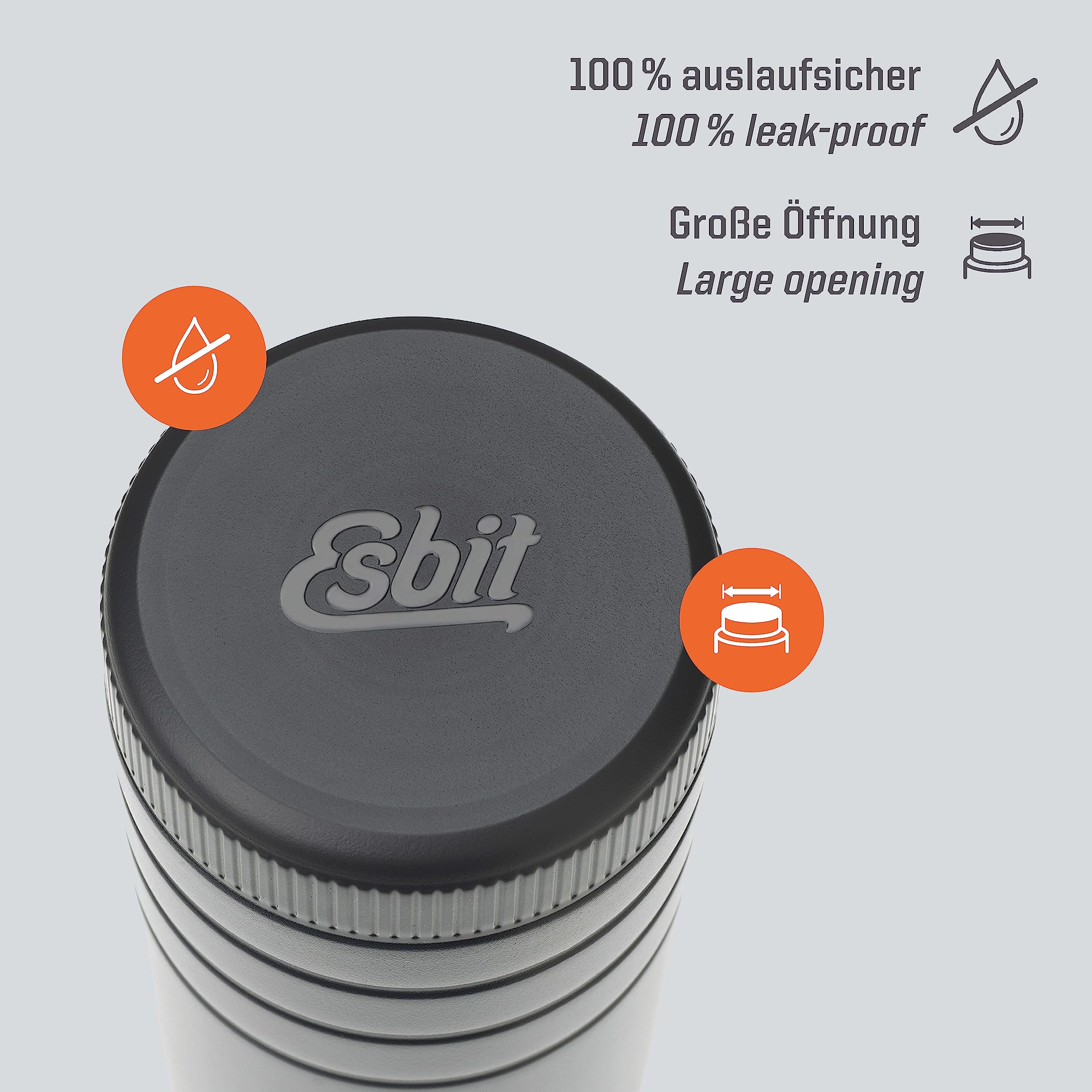 Esbit Thermobehälter Majoris | Edelstahl | BPA-Frei | Schwarz & Silber | 0,4L & 0,55L | für warme Speisen, Suppe, Lunch