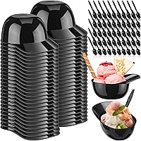 Vista 1 de Irenare Juego de 50 mini cuencos de helado con casco de béisbol de 8 onzas con cucharas desechables para helado, tazas pequeñas de plástico