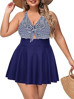 Womens Plus Size One Piece Swimsuit with Skirt V Neck Cutout Flowy Swim Dress Tummy Control Bathing Suit Price In India