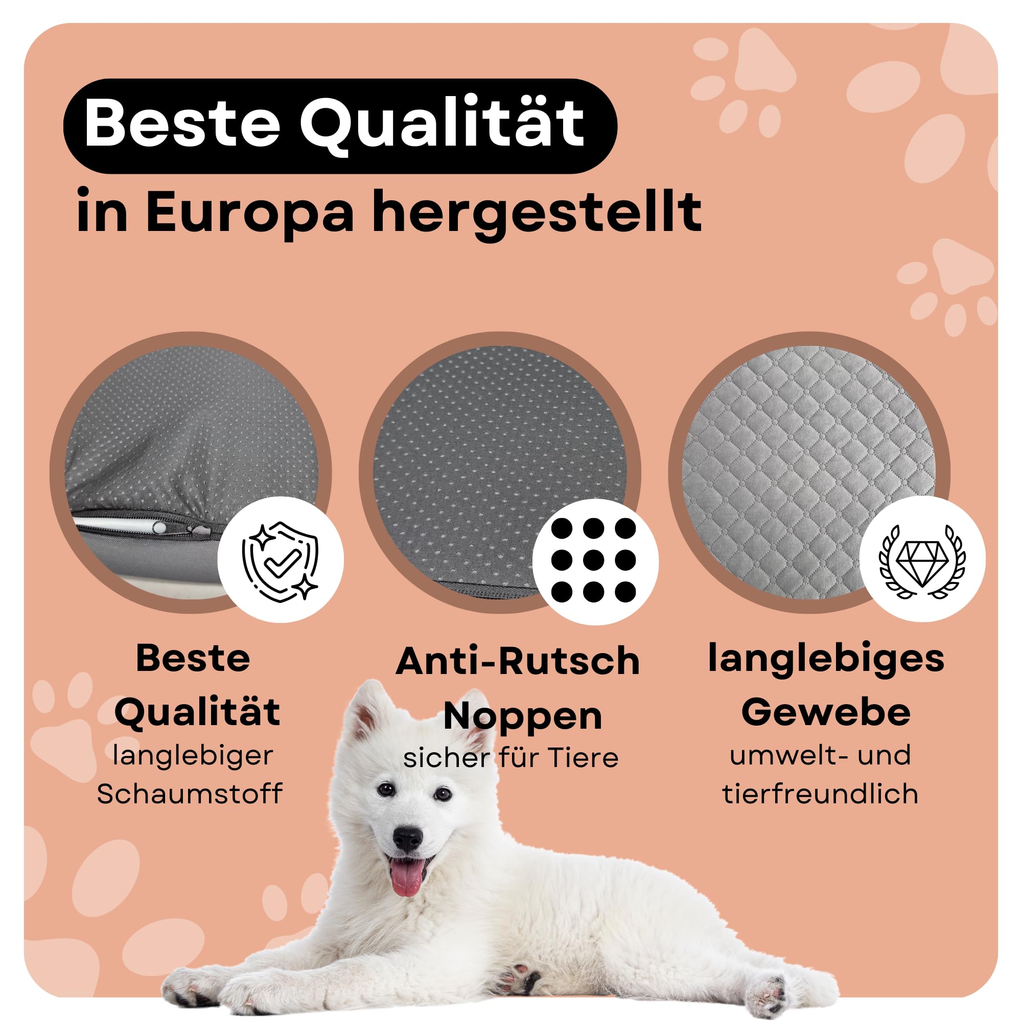 Odolplusz - Cama ortopédica para perros de tamaño mediano y grande, colchón para perros con funda lavable, grafito, 120 x 80 x 7 cm
