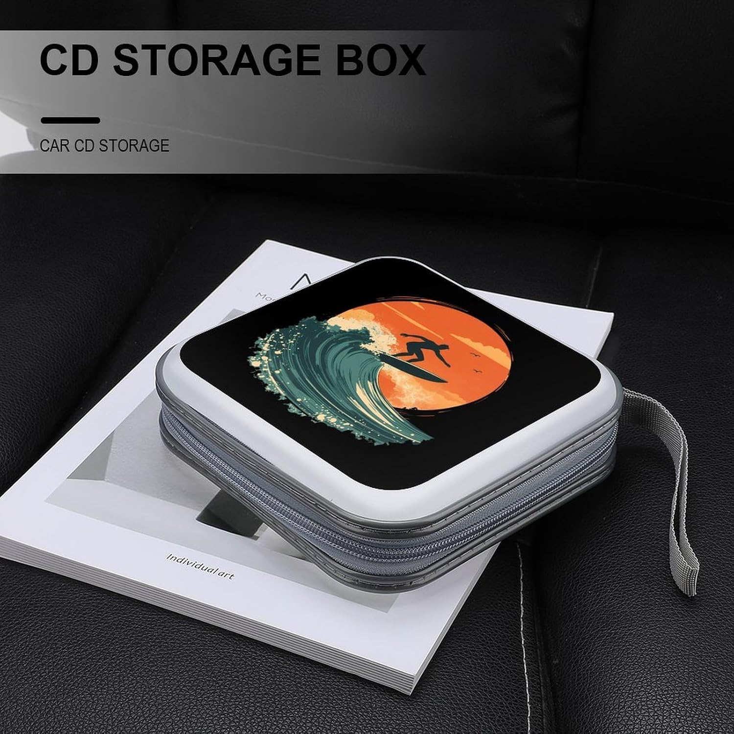 Surfer Surfing Riding The Wave Sunset CD Case DVD Storage Holder Binder 40 Capacity
