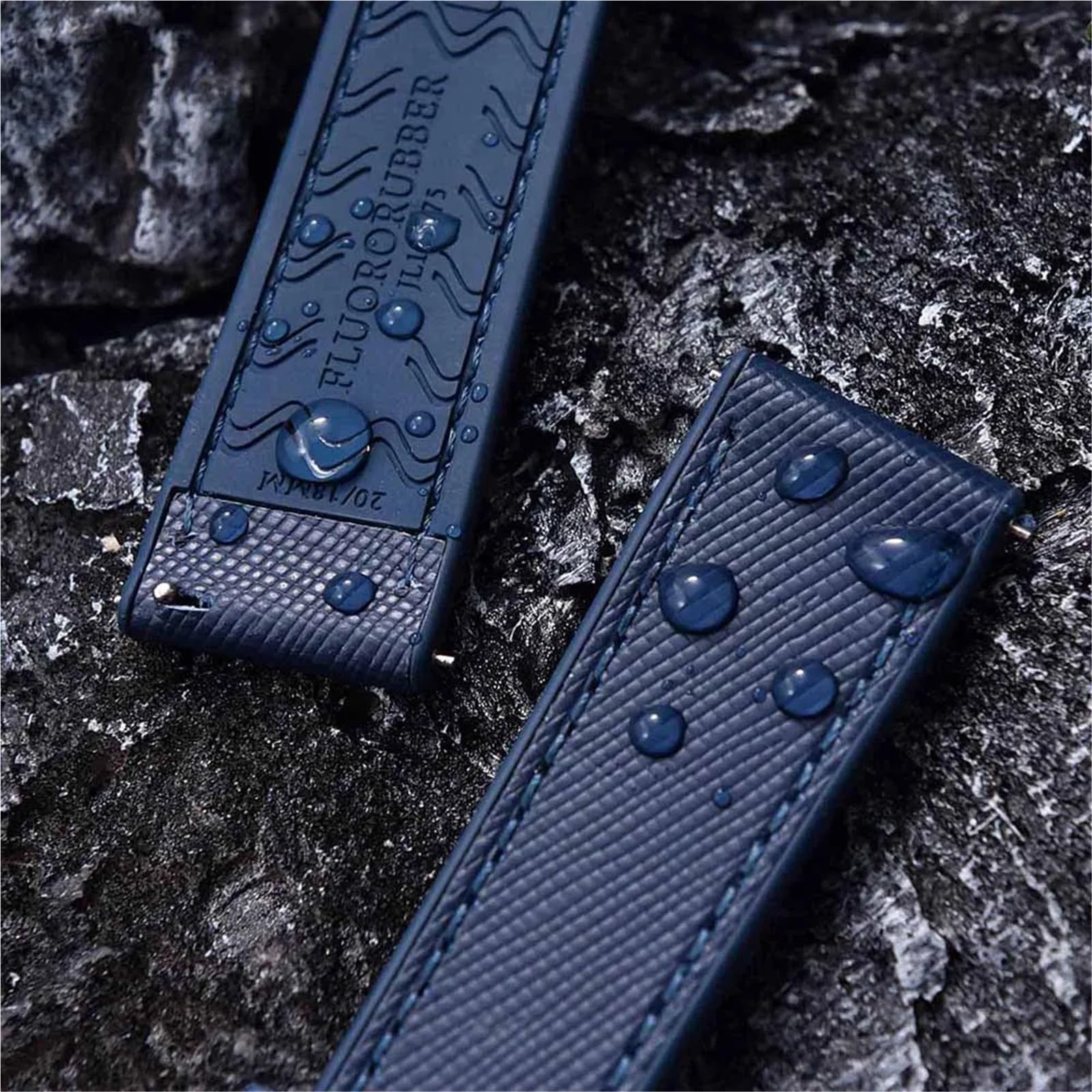 Sangle de sport hybride en caoutchouc et cuir – Noyau résistant à la transpiration, libération rapide 20/22 mm