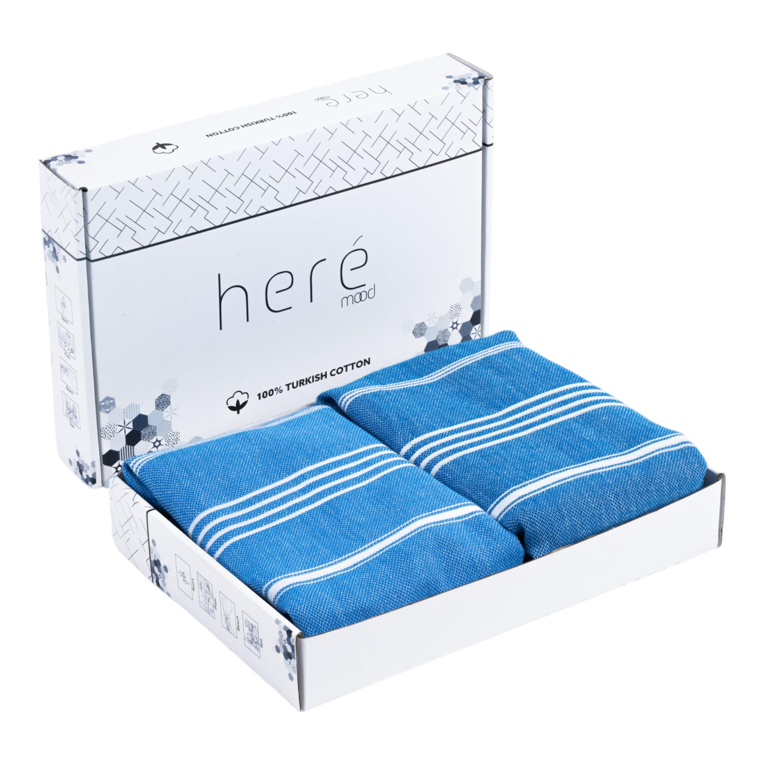 Strandtuch Hamamtuch Saunahandtuch Set - 1er & 2er Pack 100% Baumwolle - Hochwertiges Badetuch und Duschtuch - Picknickdecke, Extra Leicht
