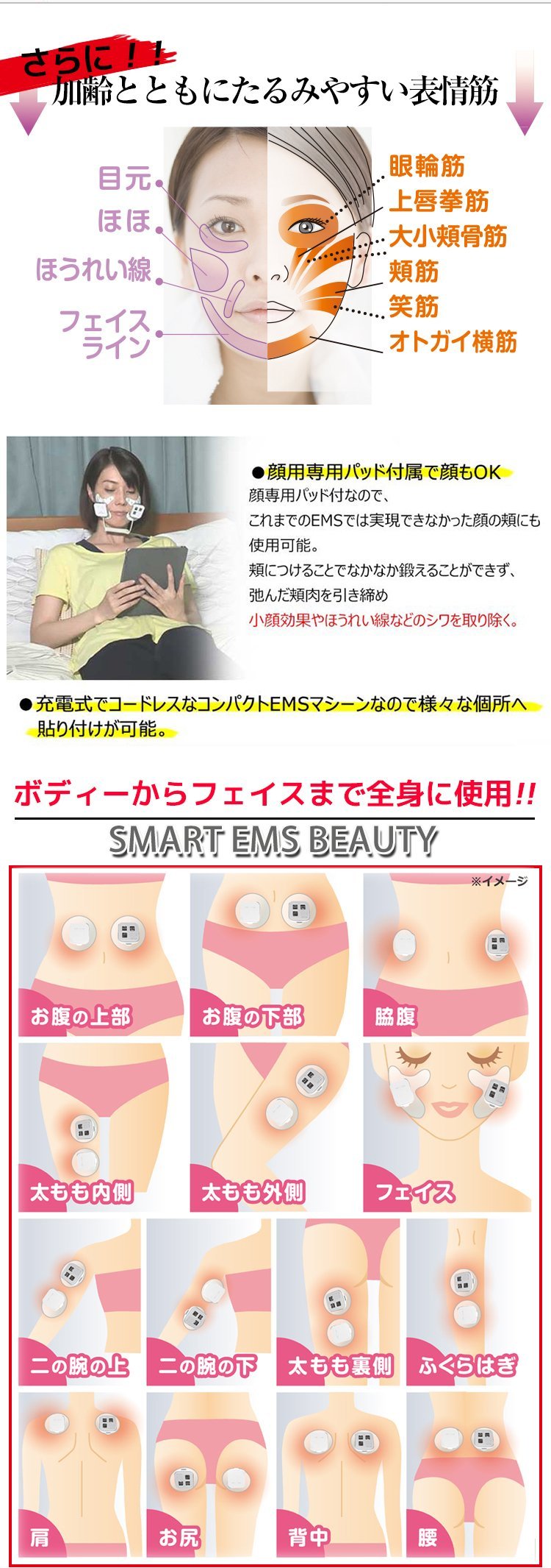 Amazon.co.jp: EMS Smart EMS 5000 顔用＆体用/高機能でコンパクトな