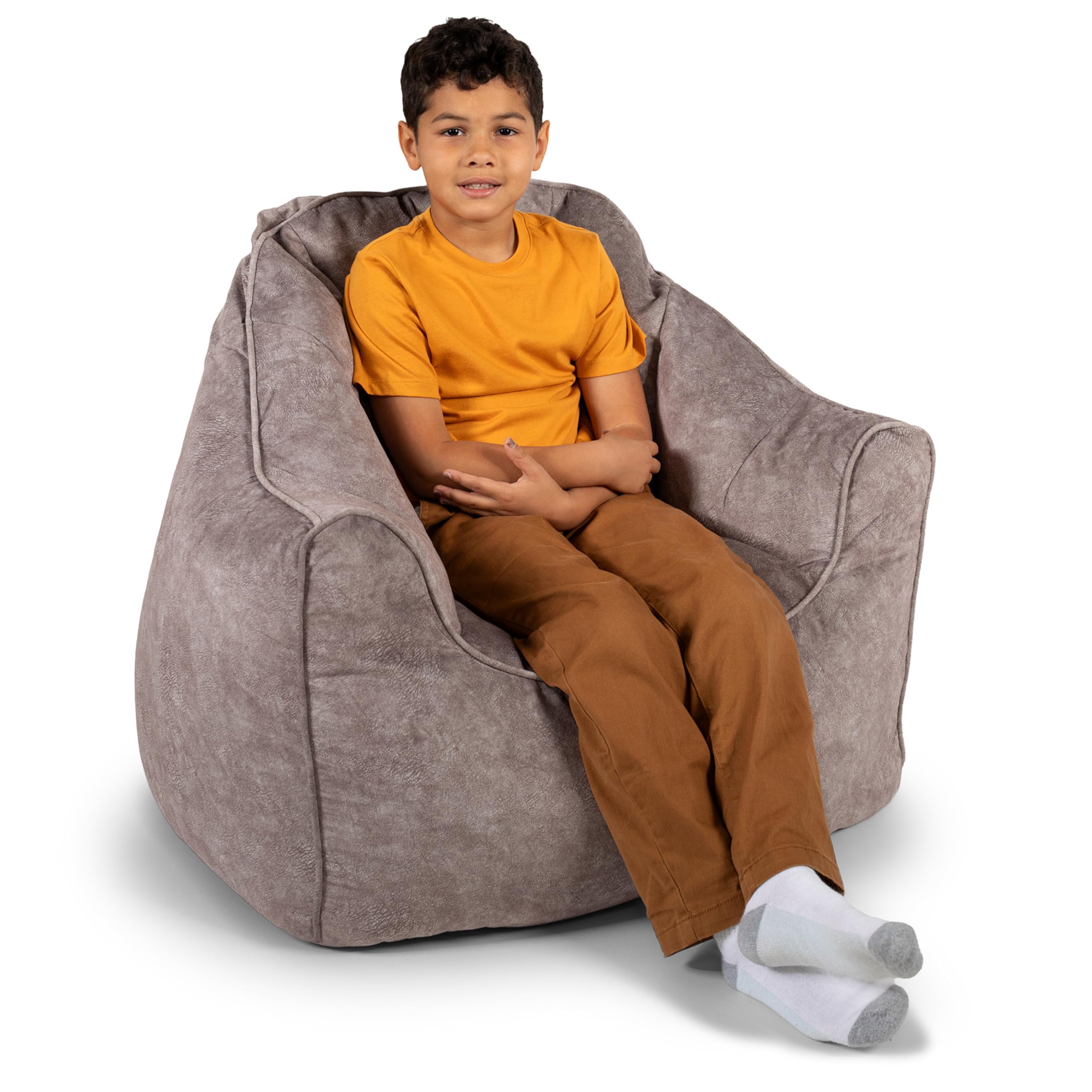 Big Joe Hug Bean Bag Chair, Gray Hyde, Vegan Suede, 3 feet