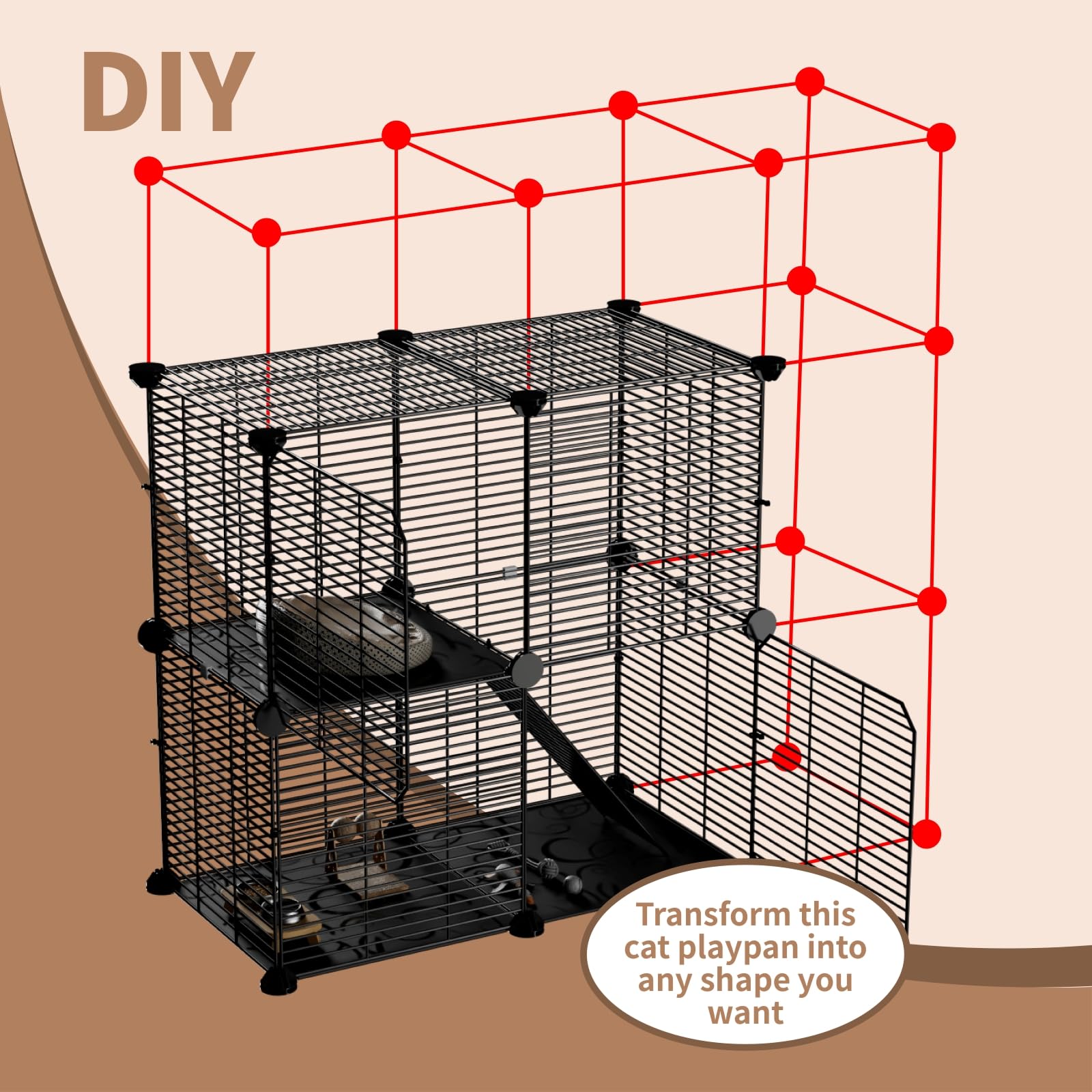 STILLCOVE Cat Cage - With Hammock & Stable Design -7