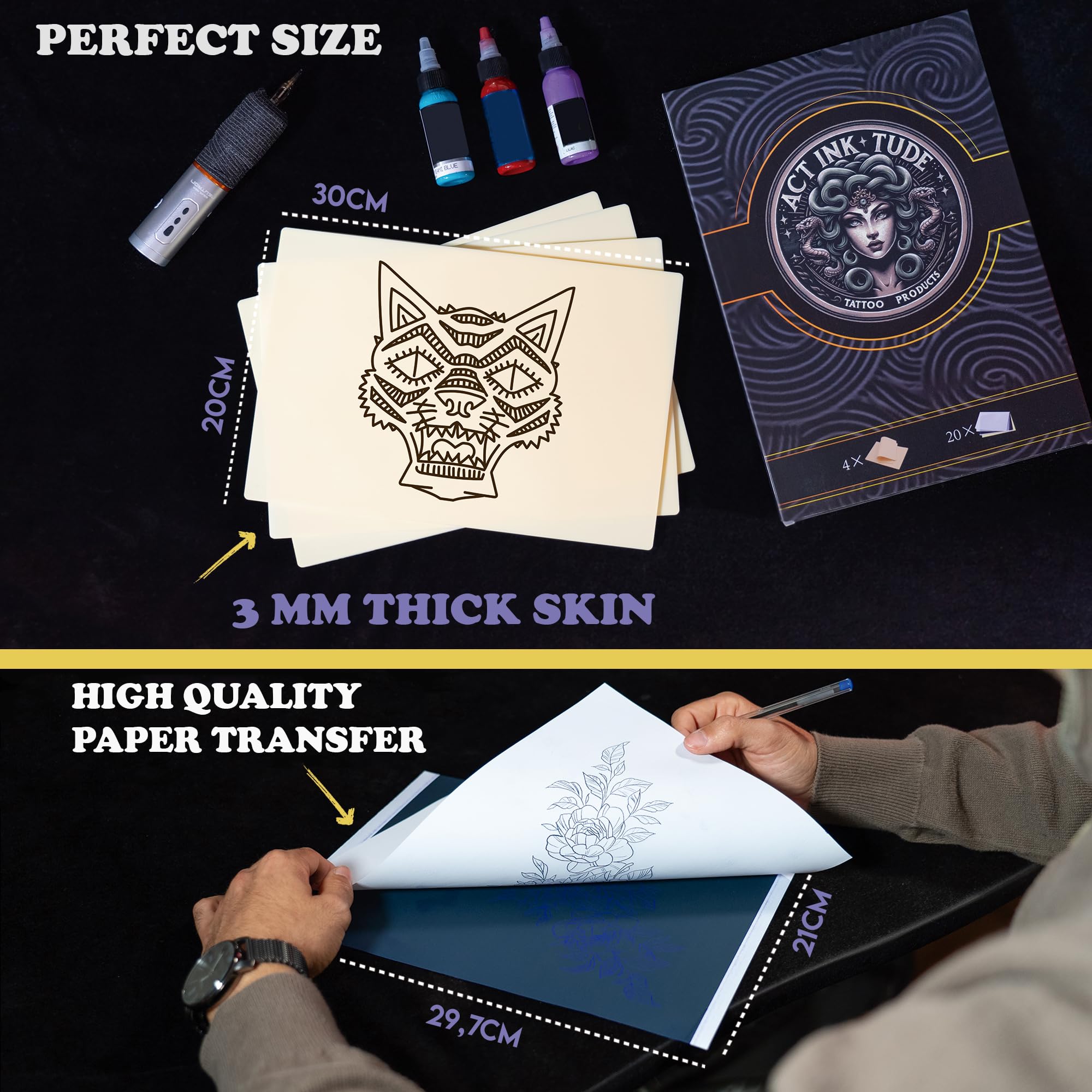 ACTINKTUDE 3mm Fake Skin, 5pcs Tattoo Practice Skin 200x300x3mm - Image 3