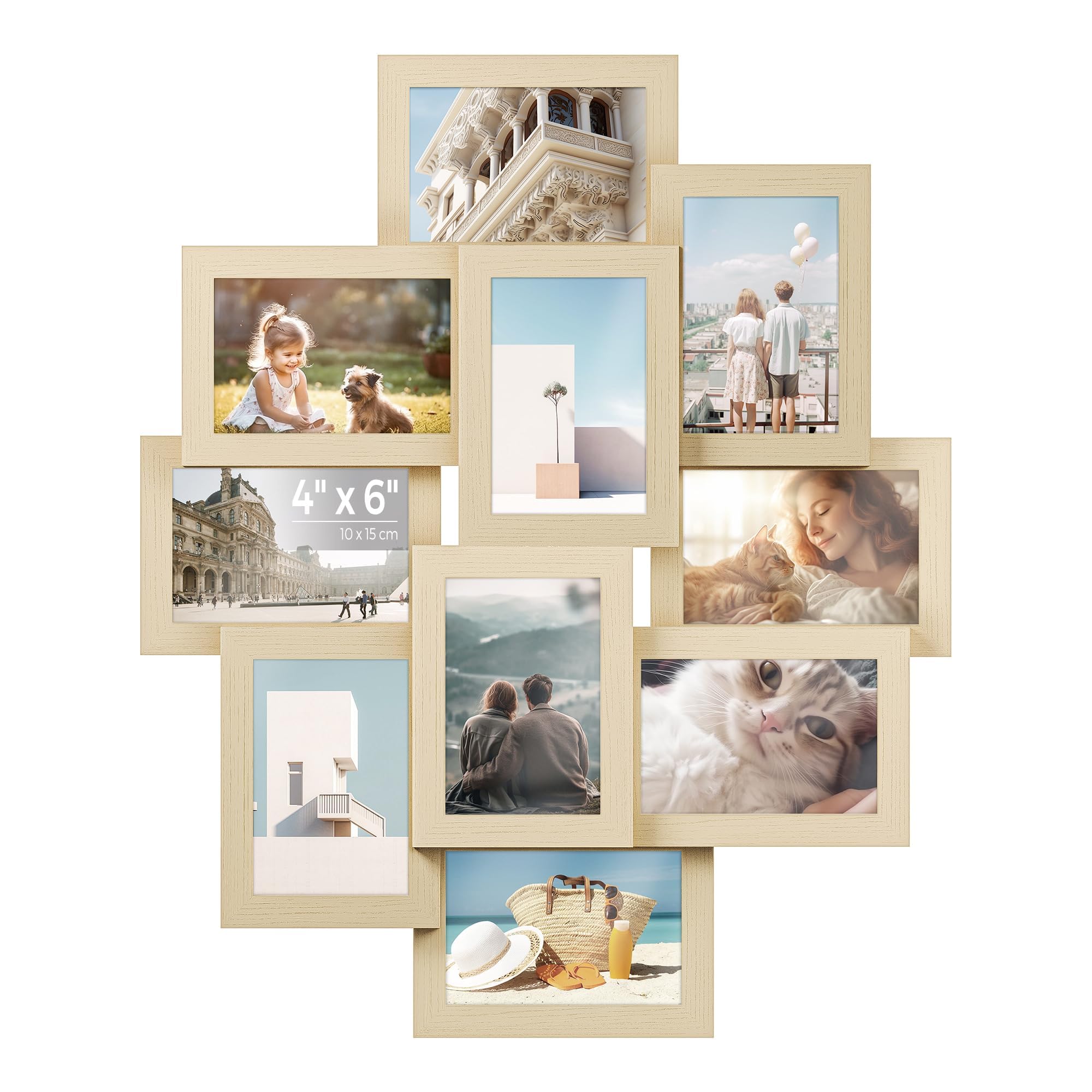 SONGMICS 4x6 Collage Frames 10-Pack, Natural Beige