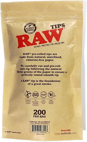 Miniatura 2 de RAW Puntas de filtro preenrolladas naturales sin refinar - 1 bolsa de 200 puntas