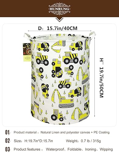 Miniatura 2 de HUNRUNG Canasta grande ligera de lona para almacenar, organizar juguetes, ropa sucia - plegable, resistente al agua, para dormitorios