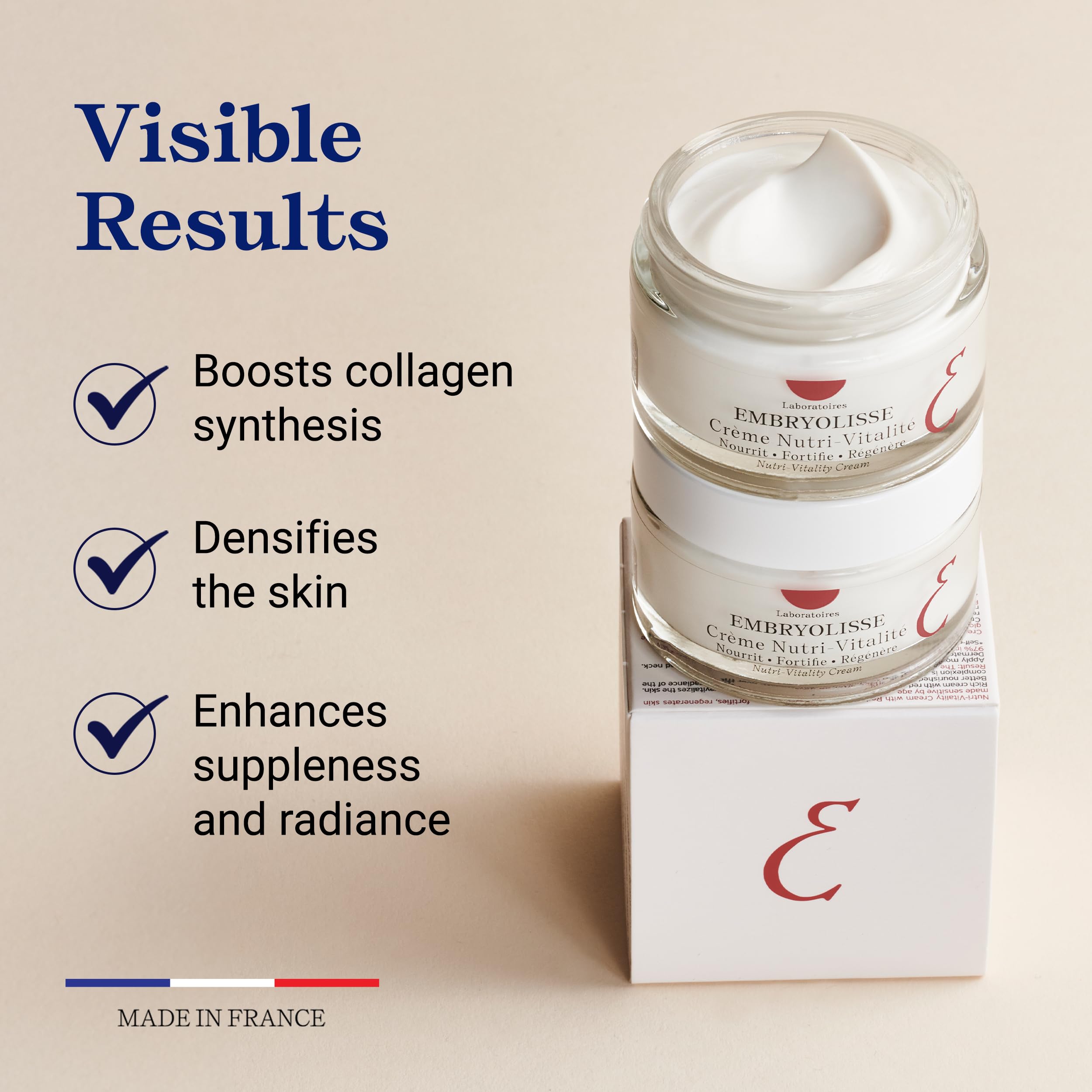 Embryolisse Nutri-Vitality Age-Defying Face Cream, Collagen-Supporting Moisturizer for Mature, Sensitive Skin with Red Maple Extract & Macadamia Oil, 1.69 Fl Oz