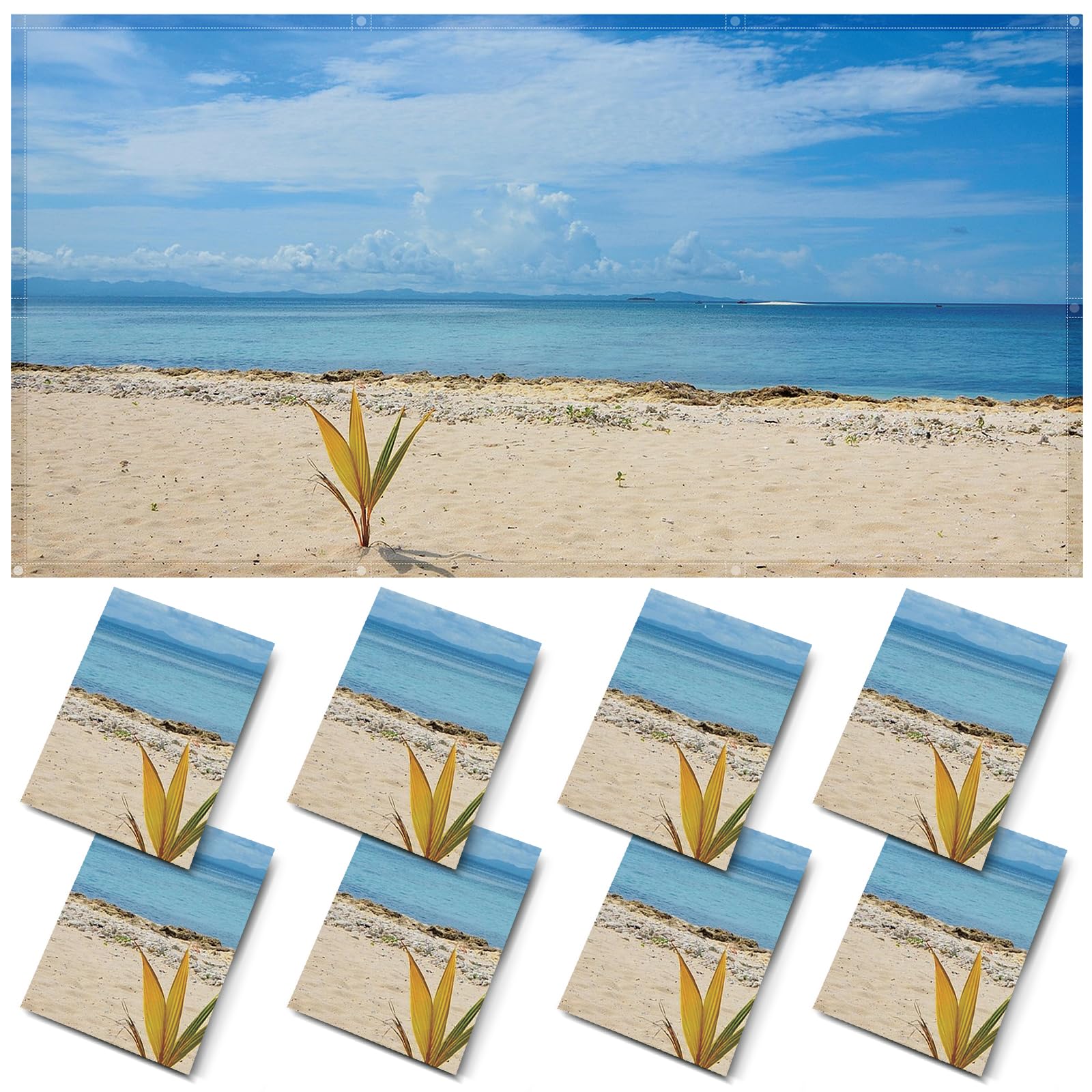 ANGSYLTH 8 Pcs Fluorescent Light Covers - 4 x 2 Feet Covers for Ceiling Lights, Magnetic Light Filters for Classroom, Office, Hospitals, Home (Summer - Beach)