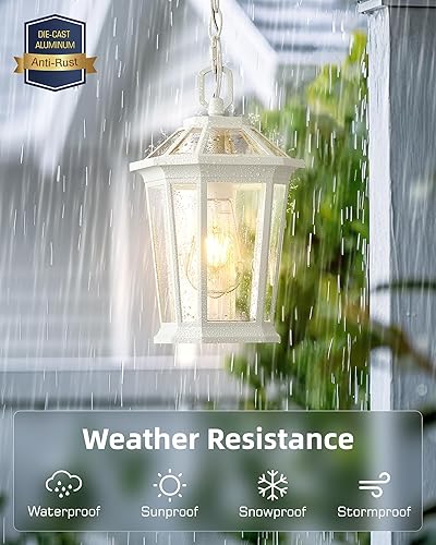 Miniatura 2 de VIANIS Luces Colgantes Blancas para Exteriores, Linternas de Luces Colgantes Modernas para Exteriores, Luces de Porche de Aluminio para Techo