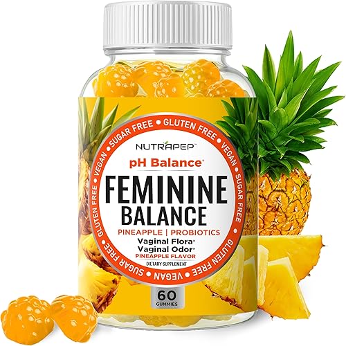 Feminine Balance - Gomitas de probióticos para mujeres, salud vaginal y equilibrio del pH de las mujeres, suplemento natural de gomitas con arándano
