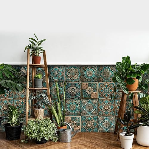 Alwayspon Adhesivo para azulejos de pared moriscos, despegar y pegar, calcomanías de vinilo autoadhesivas para azulejos de cocina y baño, 6 x 6