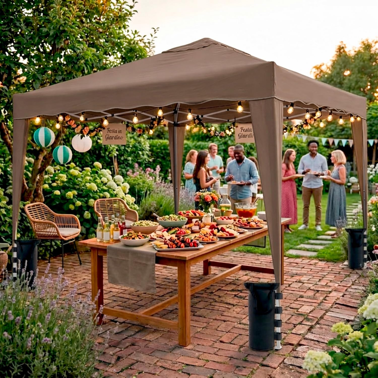 Gazebo Pieghevole 3x4 M Acciaio Idrorepellente 160 g/m² Anti-UV Apertura Rapida a Fisarmonica con Borsa e 4 Sacche Zavorra