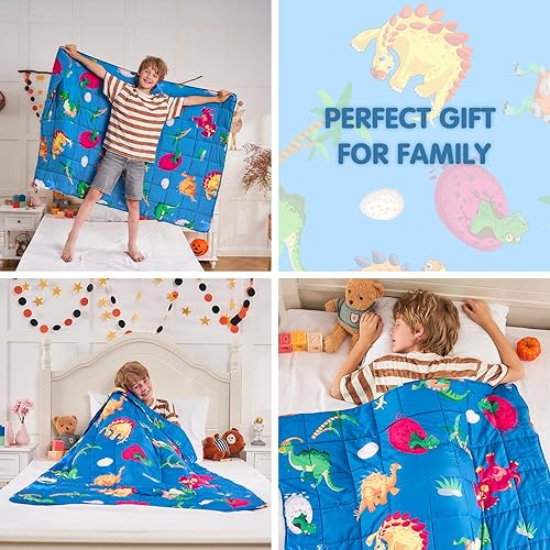 Miniatura 3 de yescool - Manta con peso de 3 libras, manta pesada de dinosaurio para dormir, manta con peso de regalo para niños y niñas de 20 a 40 libras, 36 x 48