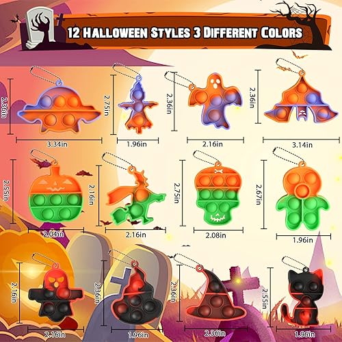 Miniatura 4 de 36 unidades de juguetes para la ansiedad con mini llavero de Halloween, suministros de recuerdos de fiesta de Halloween, paquete sensorial para