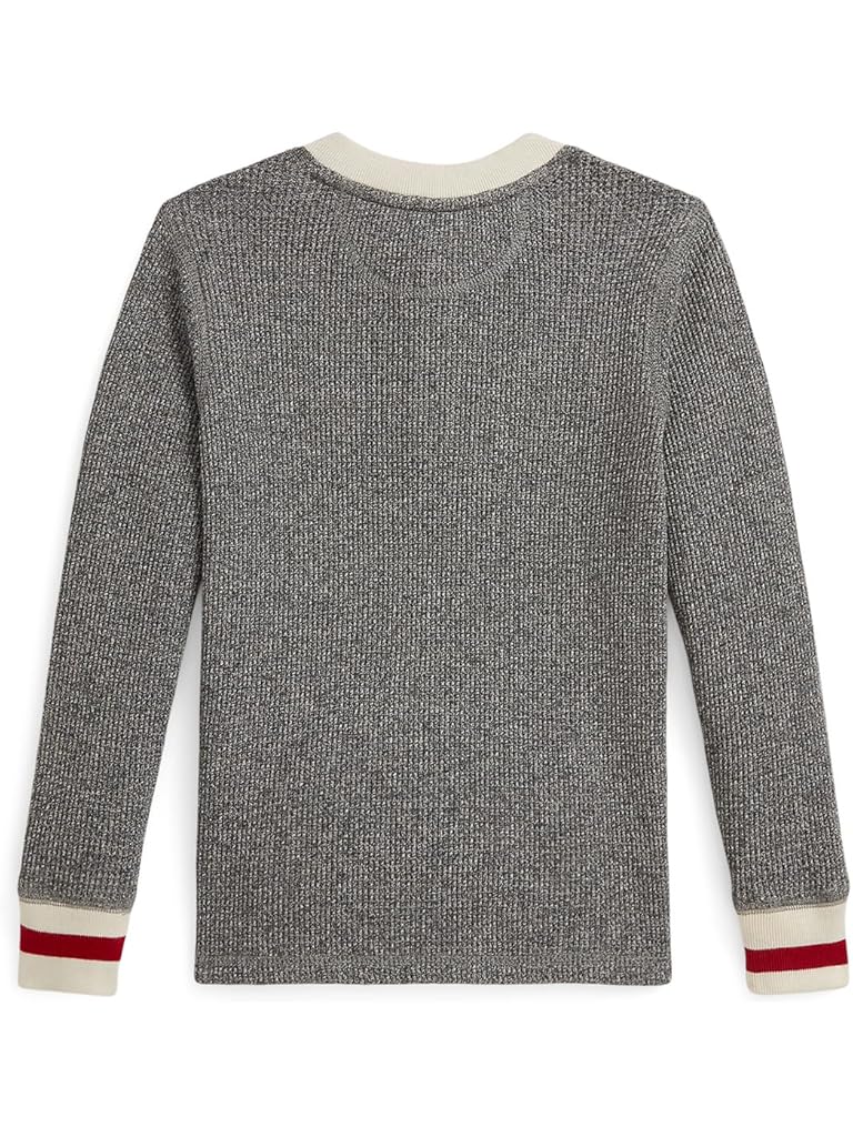 Gray Polo Ralph Lauren Waffle-Knit Cotton Henley Shirt (Toddler/Little Kid)