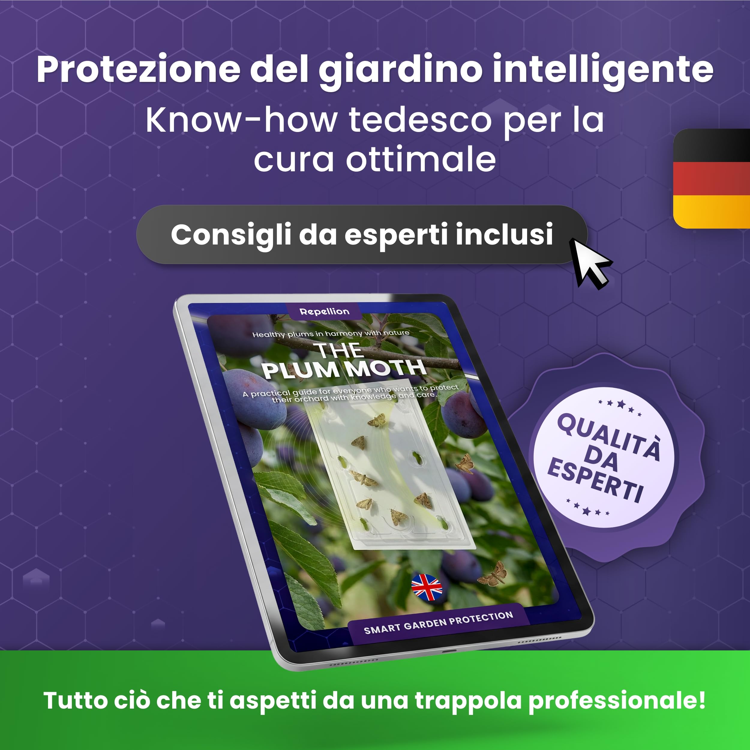 Trappola per prugne – Set di 2 trappole per prugne e alberi di prugne – Trappola per feromoni contro le mosse della frutta – Atossica e bioconforme – Combatte efficacemente l'avvolgitore