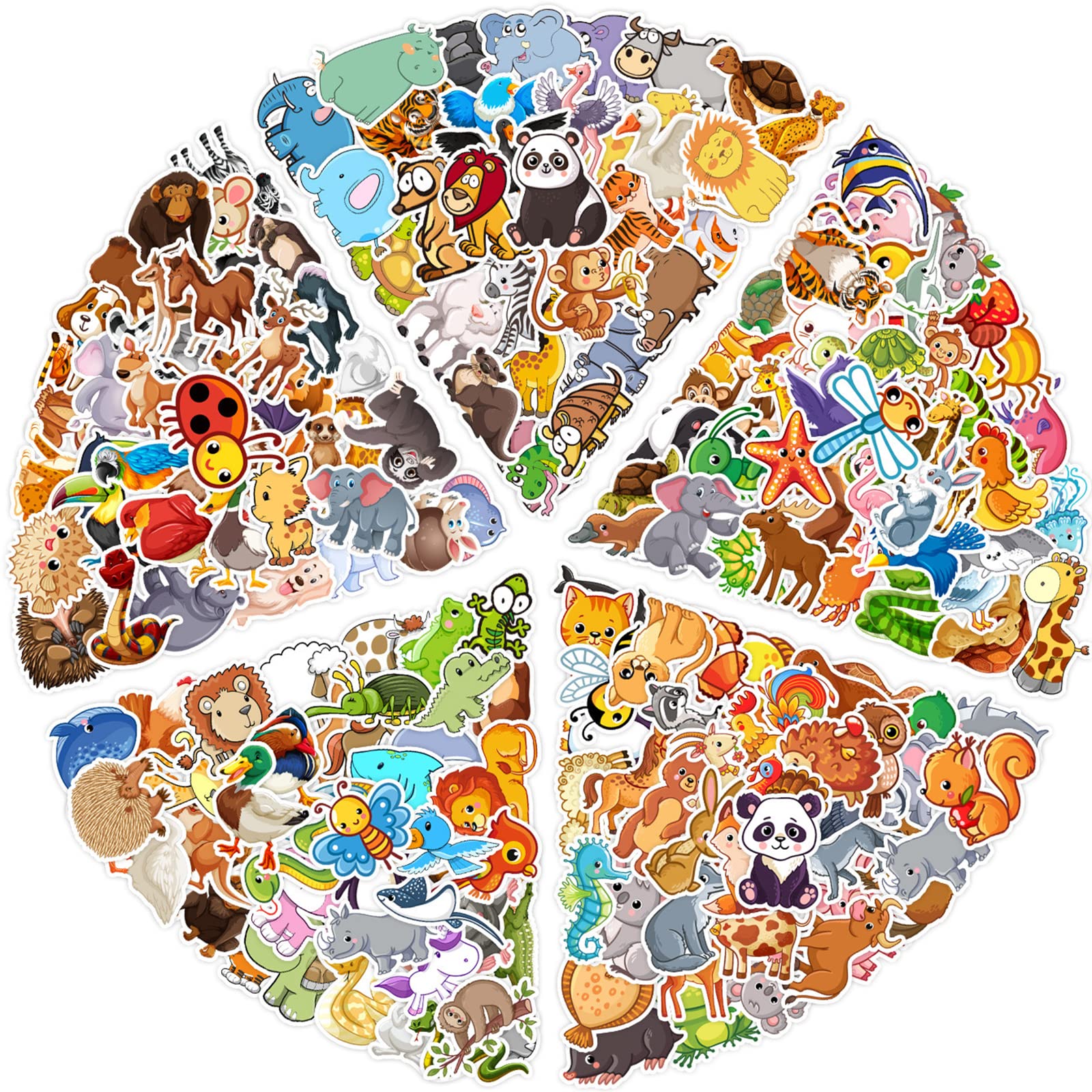 Paquete de 200 pegatinas de animales, bonitas pegatinas de animales para niños, pegatinas de vinilo coloridas impermeables Kawaii para portátil, botella de agua, monopatín, guitarra