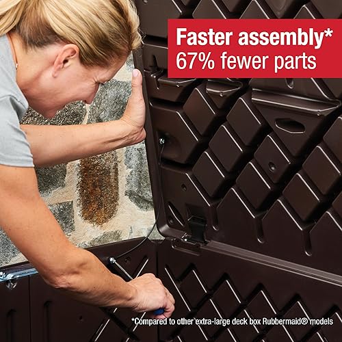 Miniatura 6 de Rubbermaid Caja de almacenamiento de resina extragrande para exteriores (134 galones), resistente a la intemperie, marrón, organización de cubierta