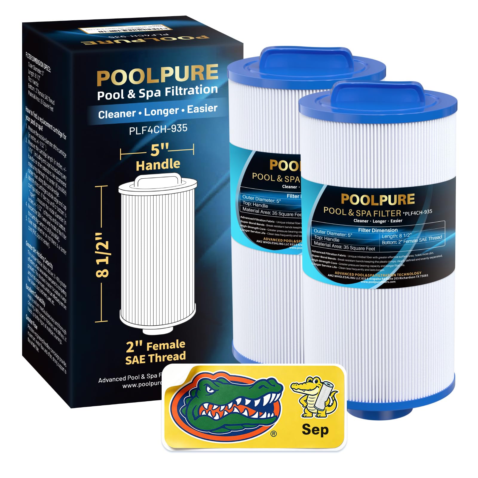 POOLPURE PLF4CH-935 SPA Filter Replaces PWW35L hot tub Filter 2PACK