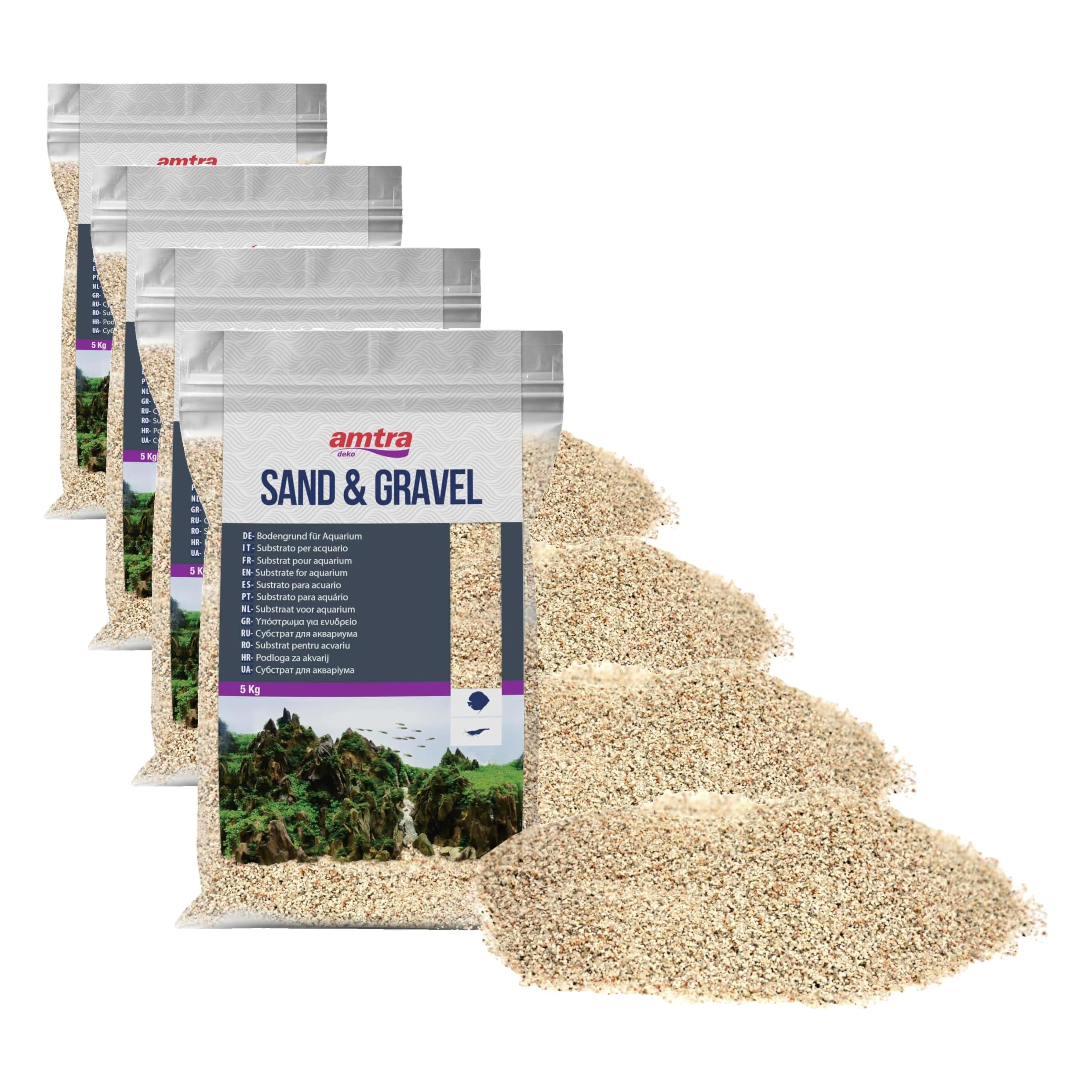 Amtra Quarzo bianco Avorio - Sabbia per acquari al quarzo bianco finissimo, per acqua dolce o salata, grani 0,8-1,2 mm, Quantità 5 KG (Confezione da 4)