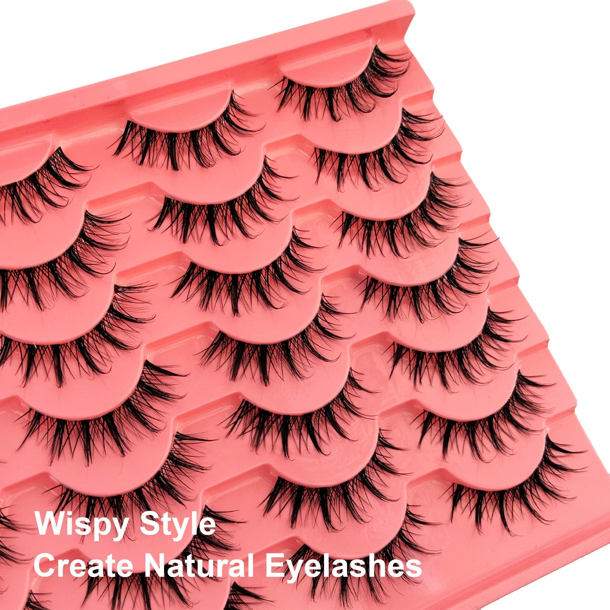 Manga Lashes Yasnai Wispy Natural Look Lashes Anime Sztuczne rzęsy Kocie Oko Objętość Rzęsy Sztuczne Rzęsy 13 mm Kolczaste Koreańskie Japońskie Azjatyckie Cosplay 3D Rzęsy Oczu Opakowanie 7 par