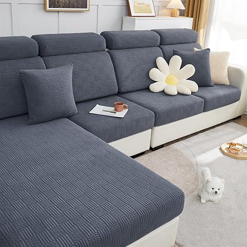 ele ELEOPTION Fundas de cojín para sofá seccional en forma de L, funda elástica para silla, protector de muebles para sala de estar (longitud 25-37